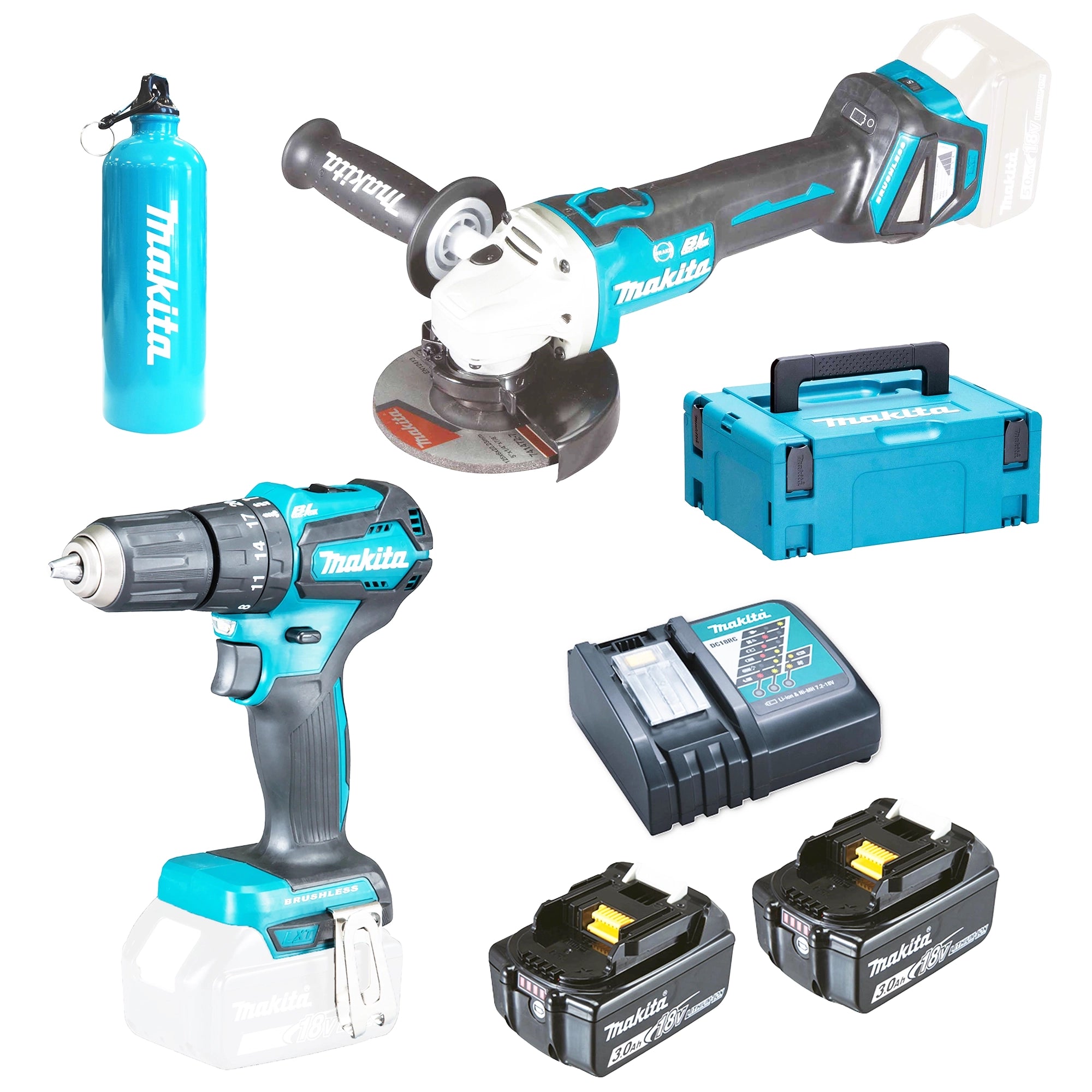 Combo Makita DGA513+DHP483 18V 3Ah